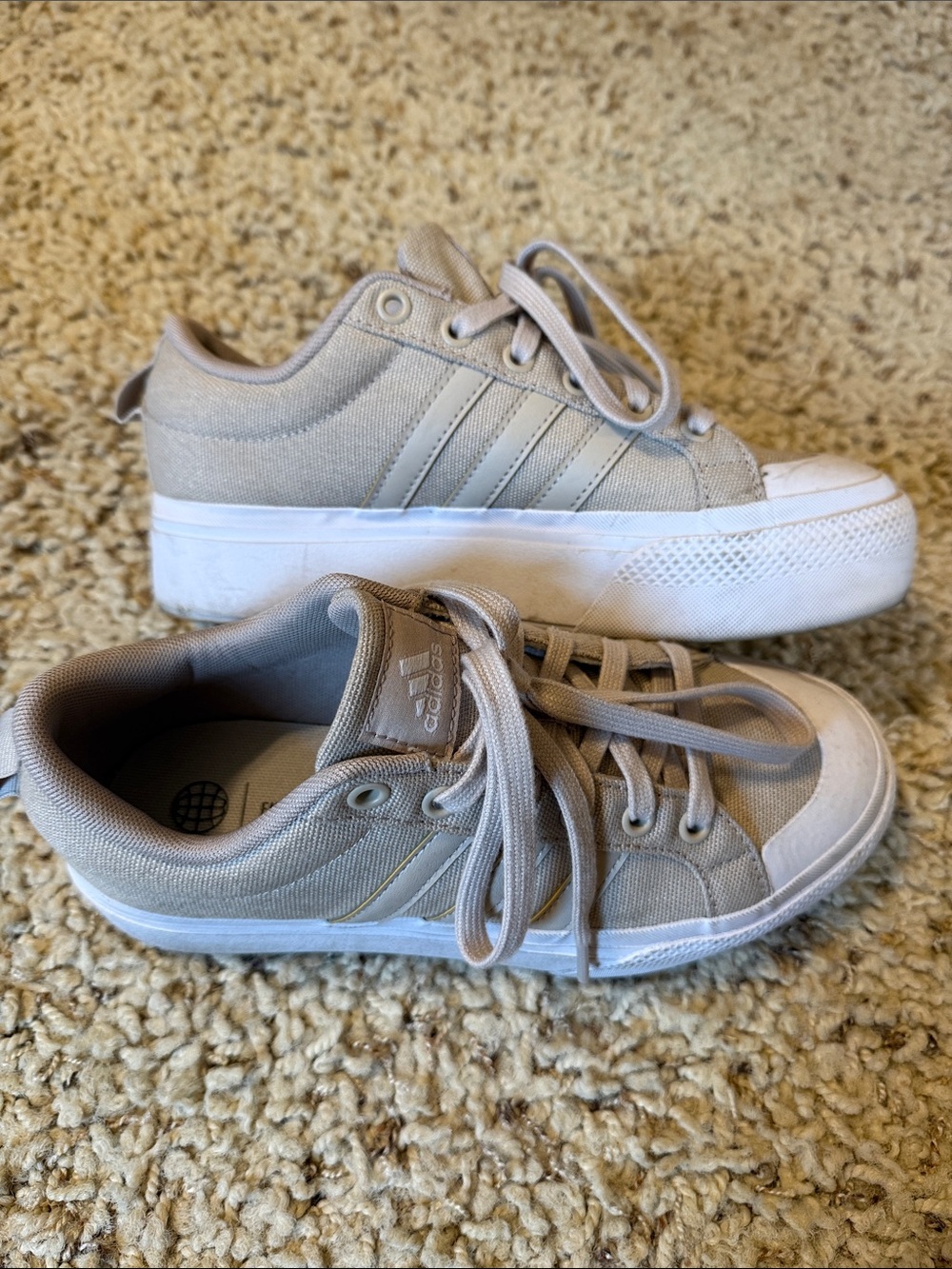 adidas Kids Neutral Beige Canvas Platform Sneakers